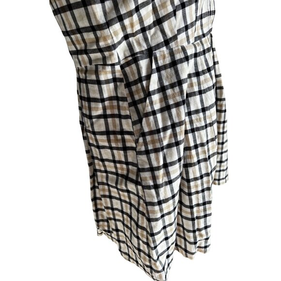 Pendleton Plaid Mini Dress Sz 12 (M/L) Womens Navy Blue Tan Short Sleeve Button - Picture 7 of 16